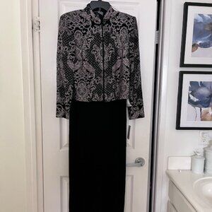 Elegant Alex Evenings 2-Piece Dress, NWT, Black/Silver, 2-piece